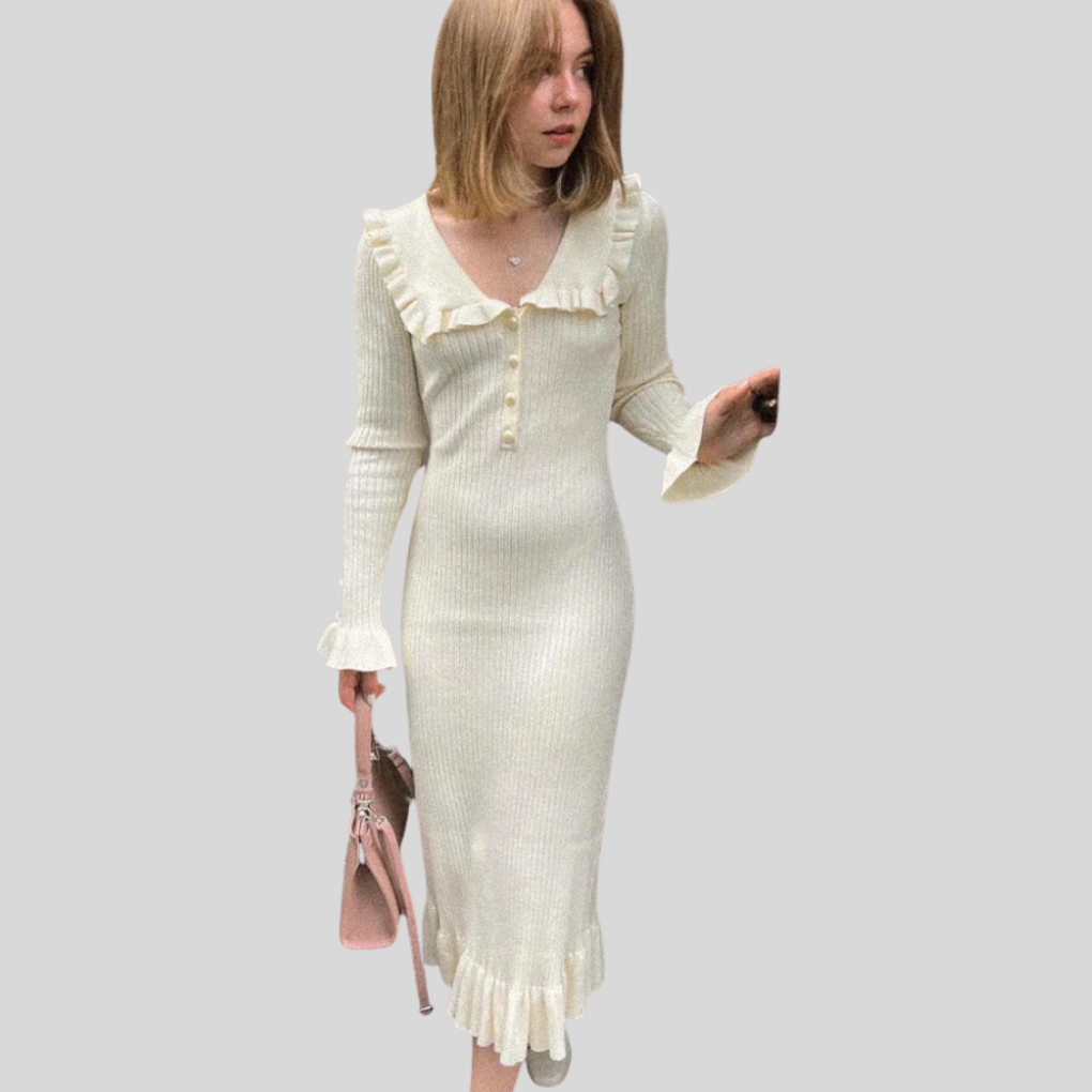 Robe longue – Taille haute à volants