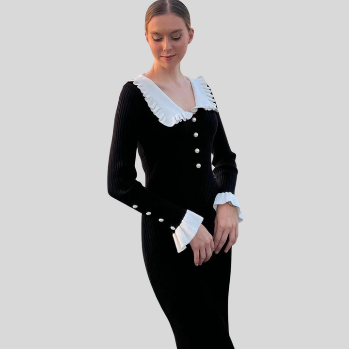 Robe longue – Taille haute à volants