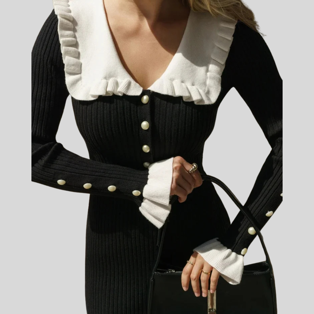 Robe longue – Taille haute à volants