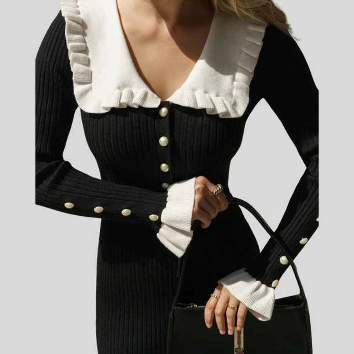 Robe longue – Taille haute à volants