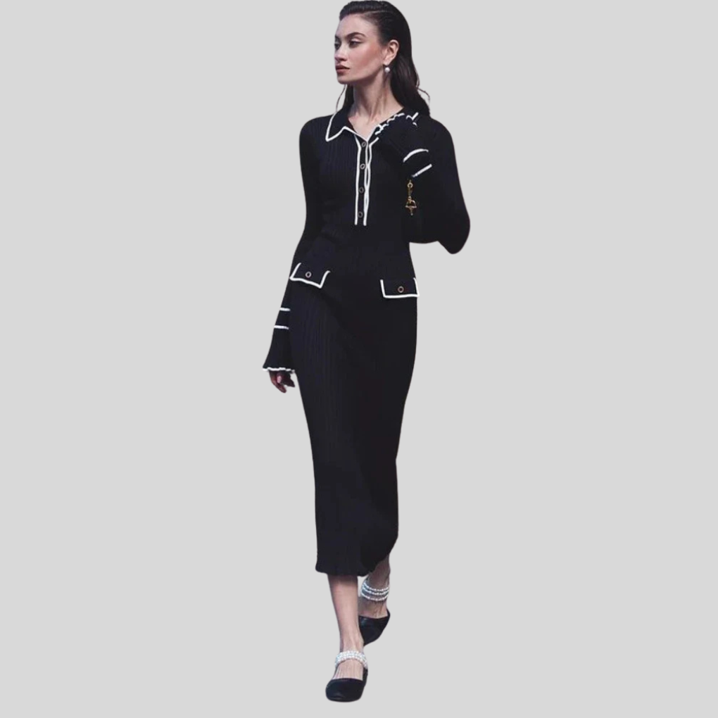 Robe longue – Taille haute à volants