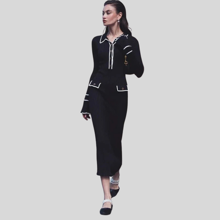 Robe longue – Taille haute à volants