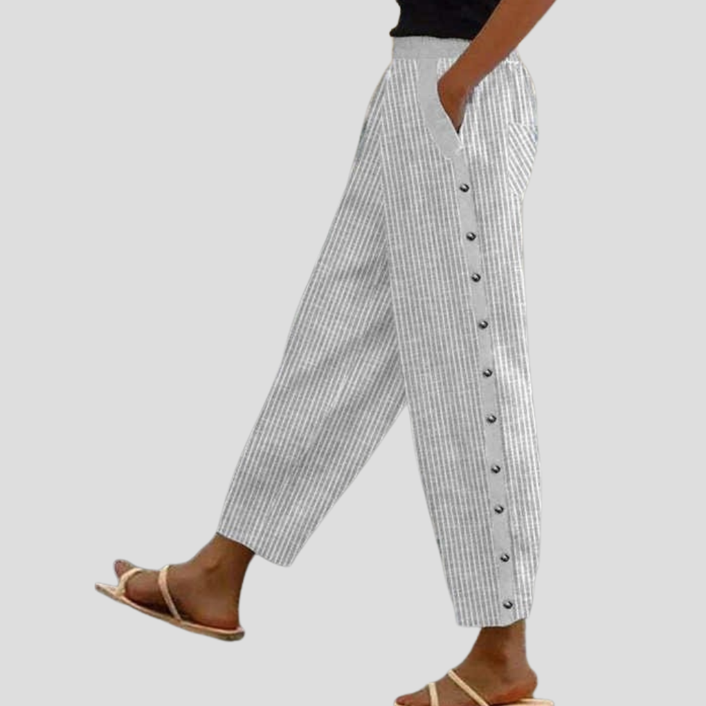 Pantalon ample rayé avec poches pour femme