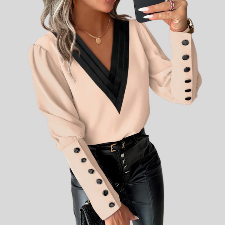Chemisier boutonné à manches gigot pour femme