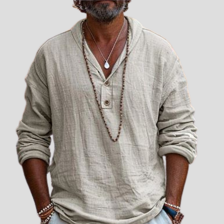 Chemise à manches longues en lin pour homme – Design raffiné et style décontracté