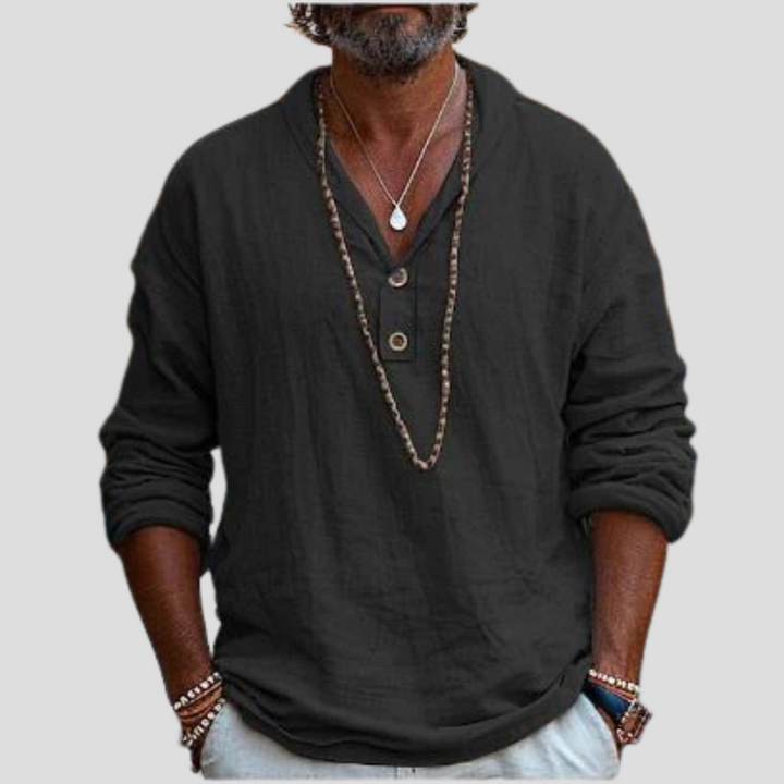 Chemise à manches longues en lin pour homme – Design raffiné et style décontracté