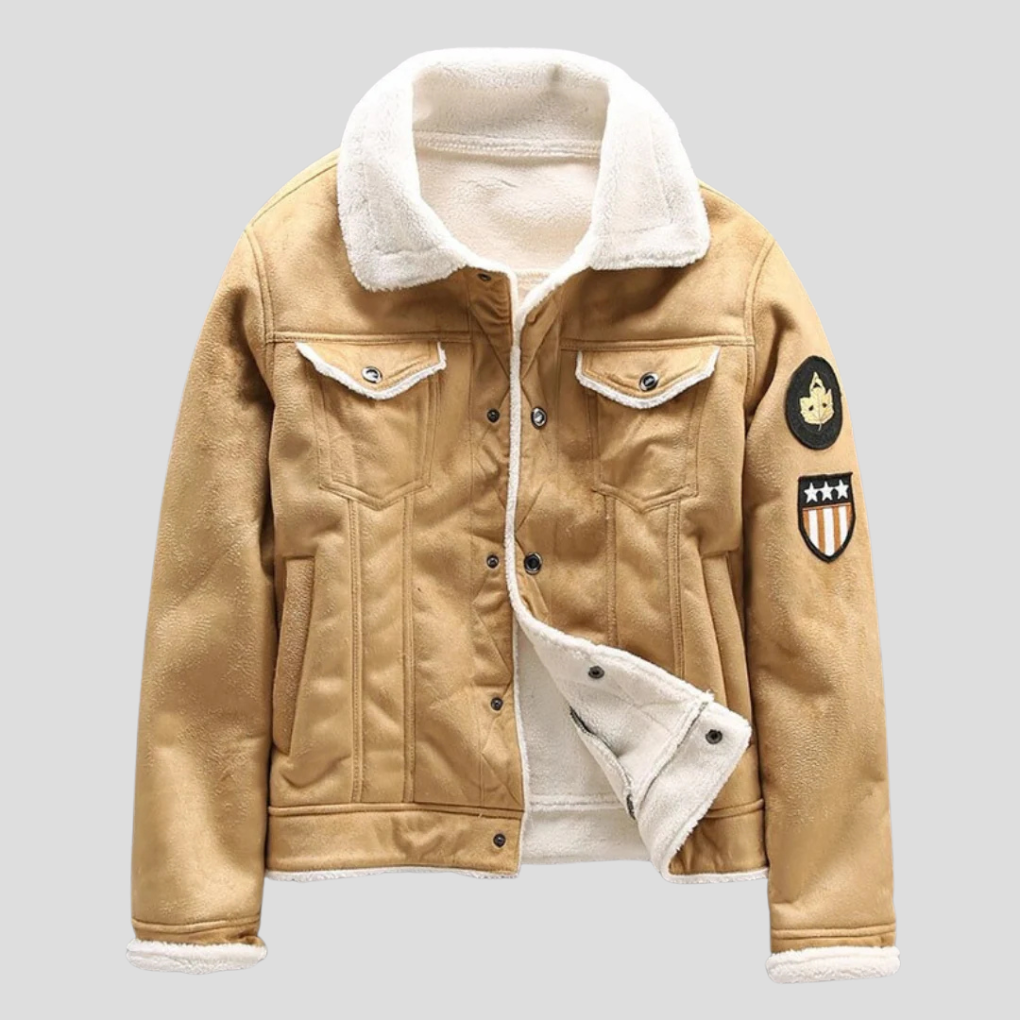 Veste de motard en daim pour homme