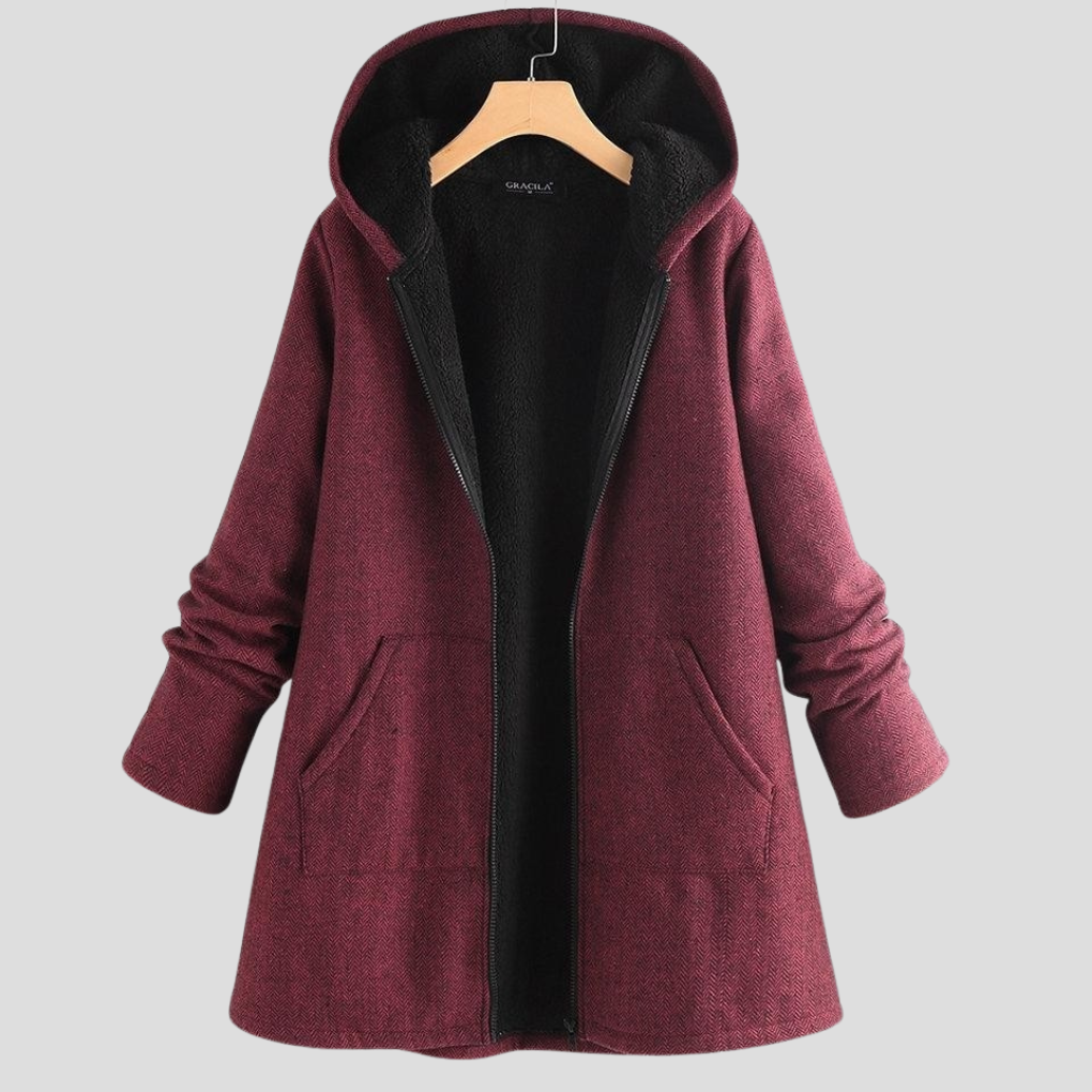 Manteau à capuche en polaire unie pour femme