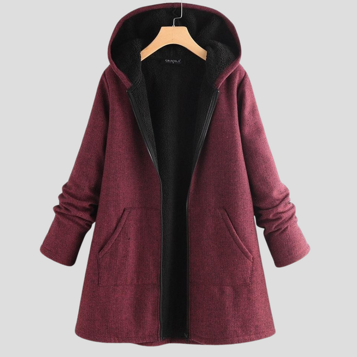 Manteau à capuche en polaire unie pour femme
