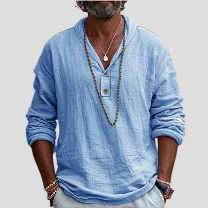Chemise à manches longues en lin pour homme – Design raffiné et style décontracté