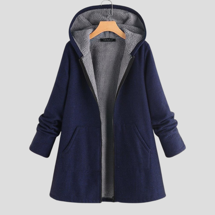 Manteau à capuche en polaire unie pour femme