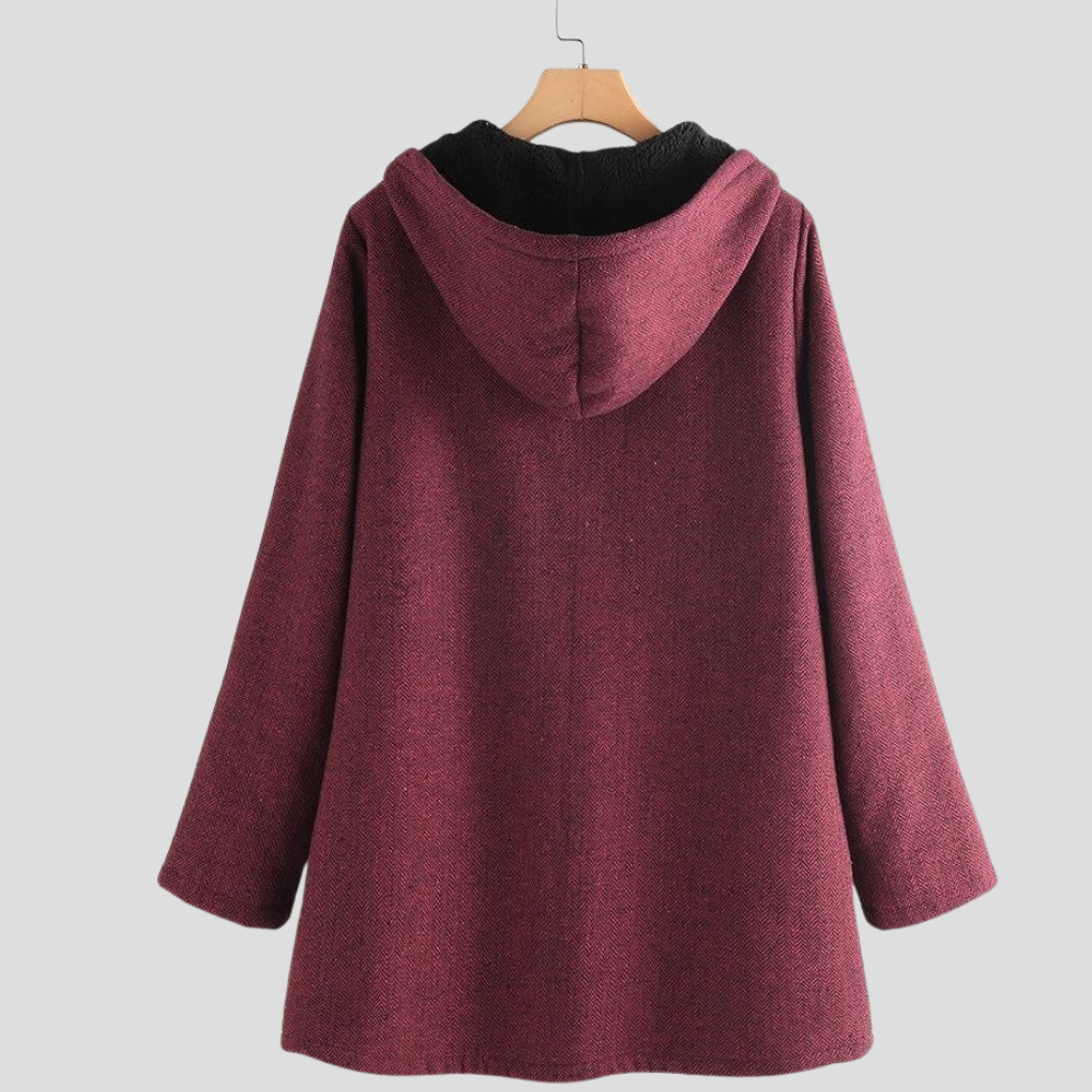 Manteau à capuche en polaire unie pour femme