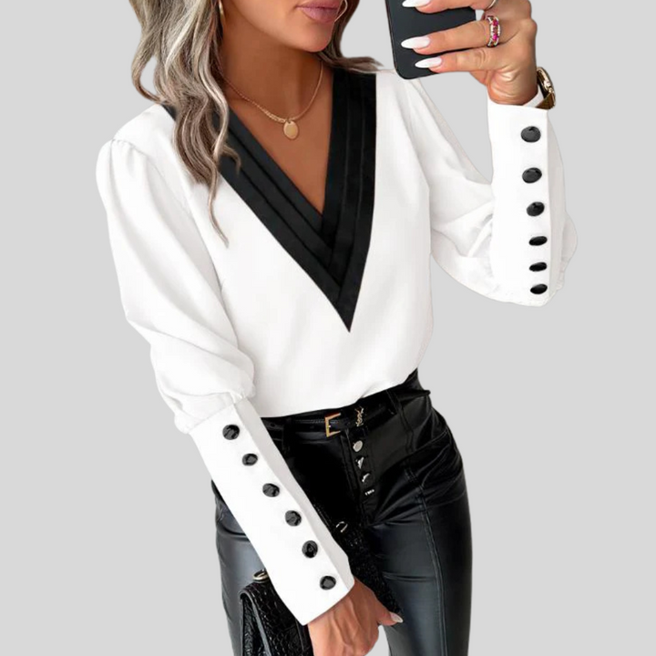 Chemisier boutonné à manches gigot pour femme