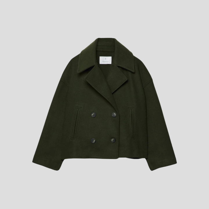 Manteau court chic à double boutonnage