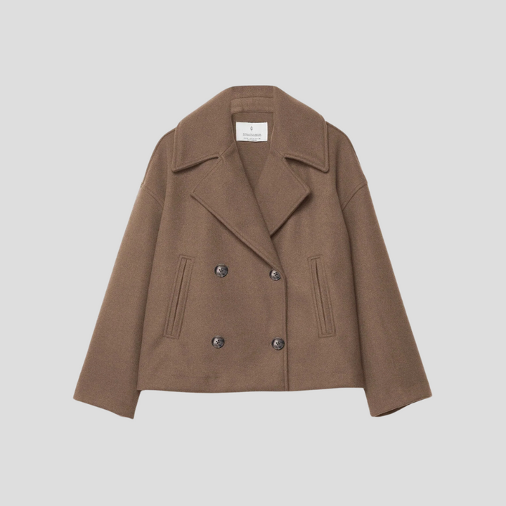 Manteau court chic à double boutonnage