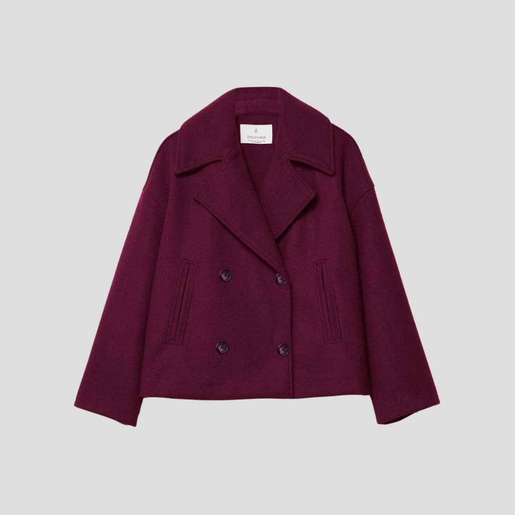 Manteau court chic à double boutonnage