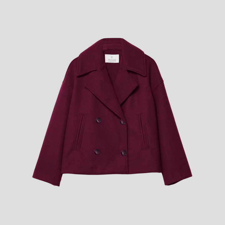 Manteau court chic à double boutonnage