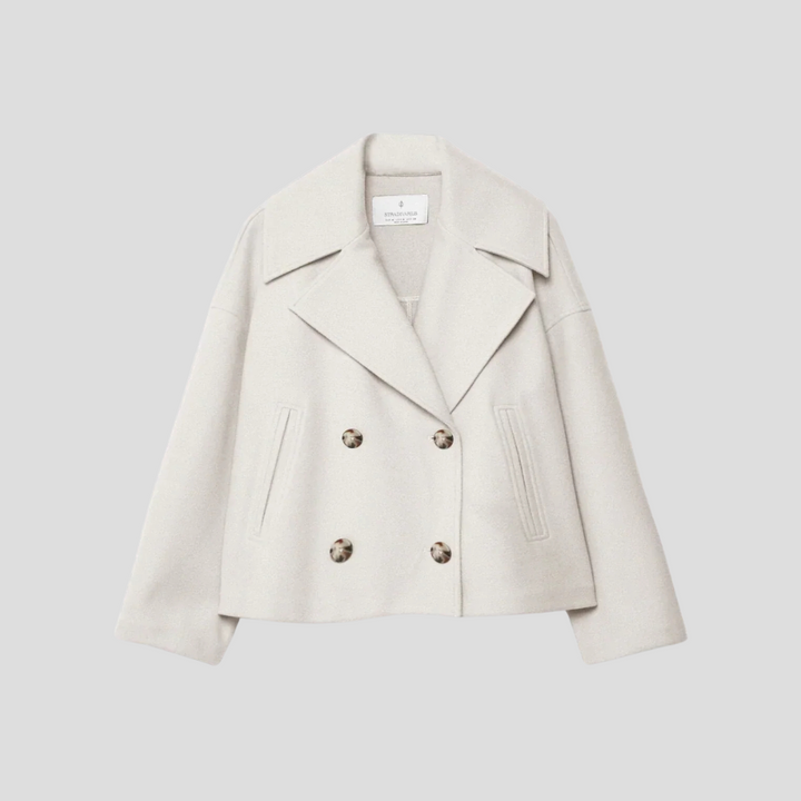 Manteau court chic à double boutonnage