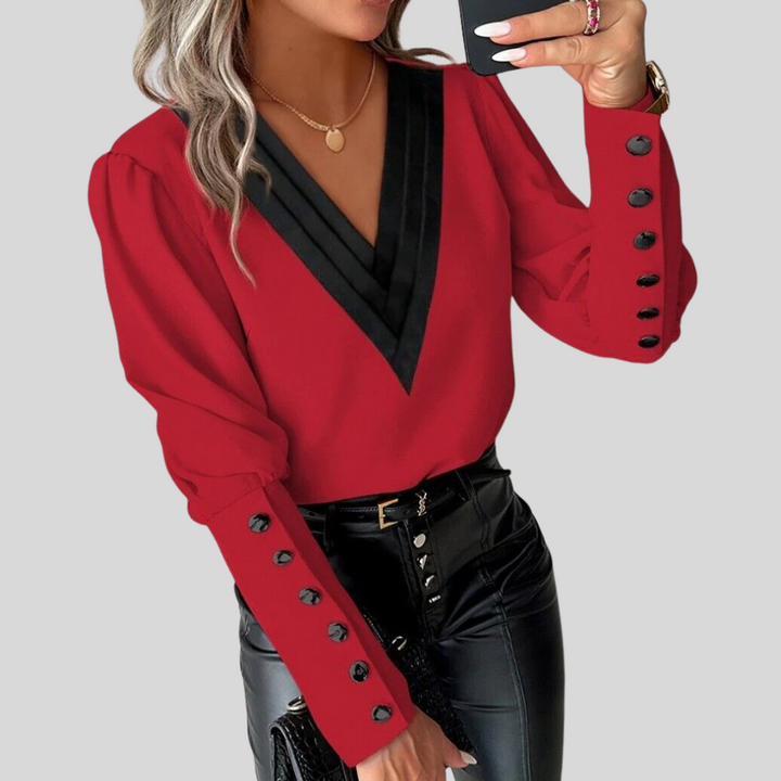 Chemisier boutonné à manches gigot pour femme