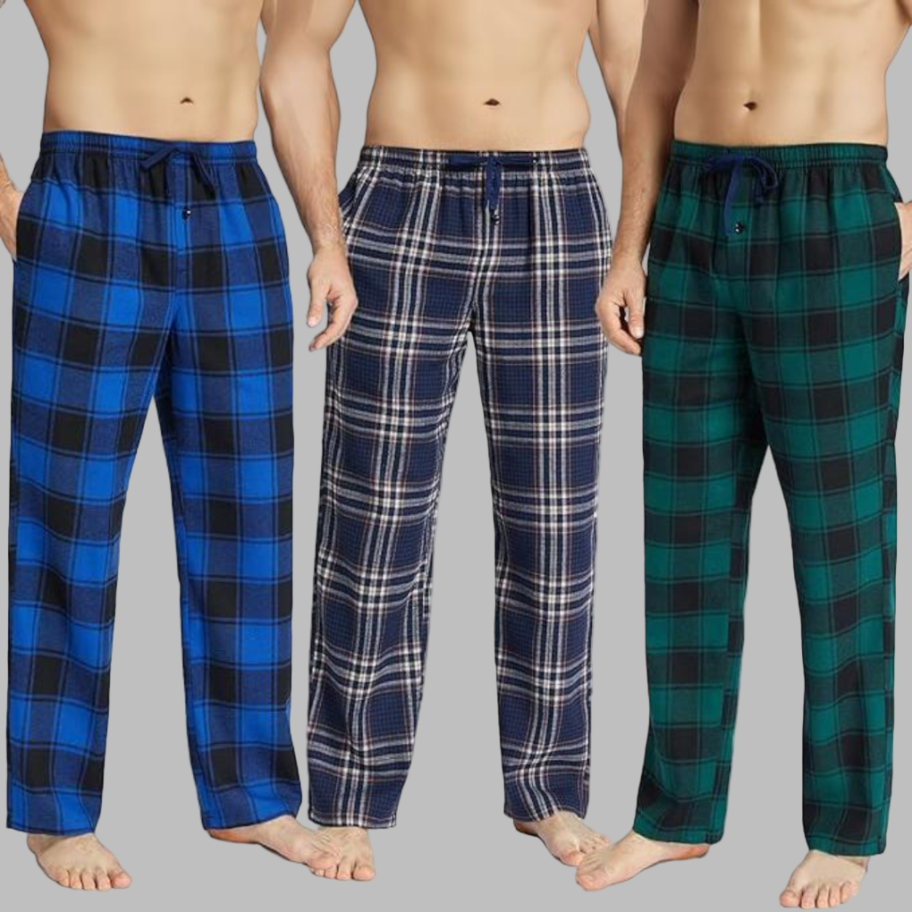 Lot de 3 bas de pyjama en flanelle pour homme