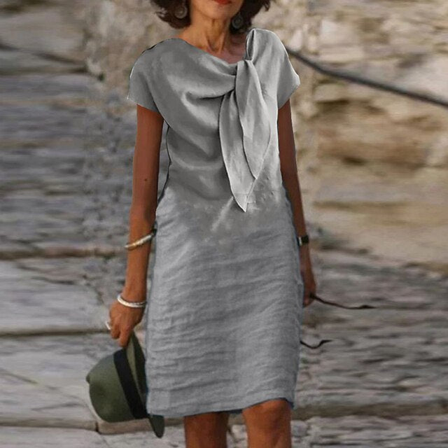 Delphine – Robe Gaine Élégante à Manches Courtes pour Femme