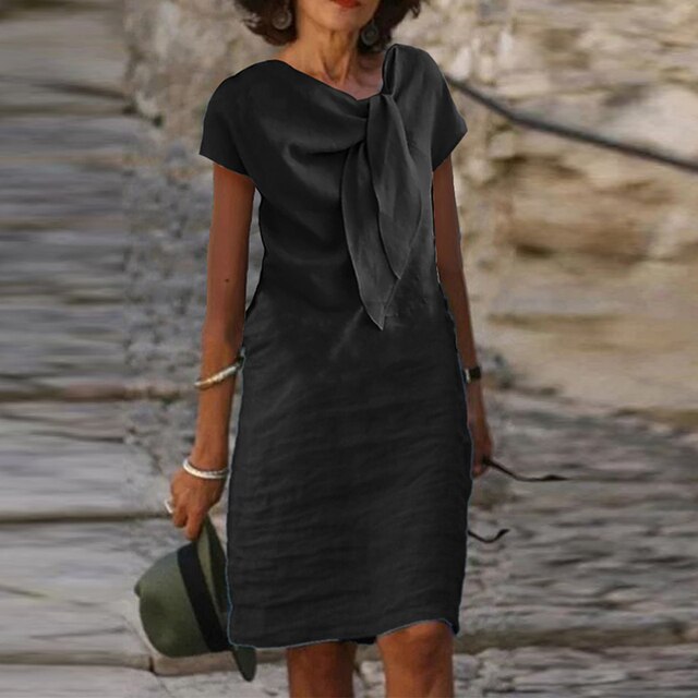 Delphine – Robe Gaine Élégante à Manches Courtes pour Femme