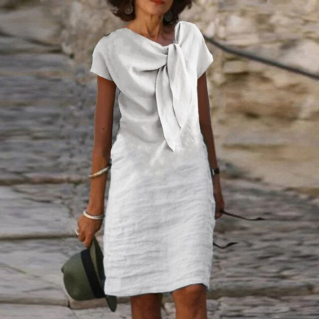 Delphine – Robe Gaine Élégante à Manches Courtes pour Femme