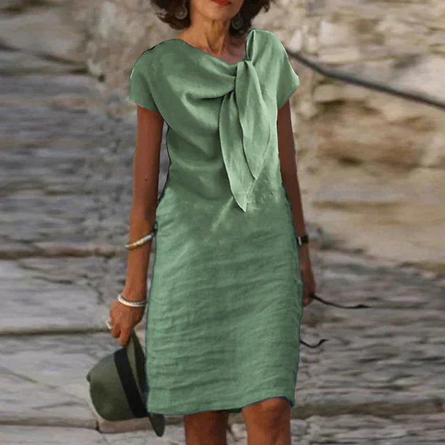 Delphine – Robe Gaine Élégante à Manches Courtes pour Femme