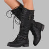 Bottes rétro à lacets et boucle pour femme