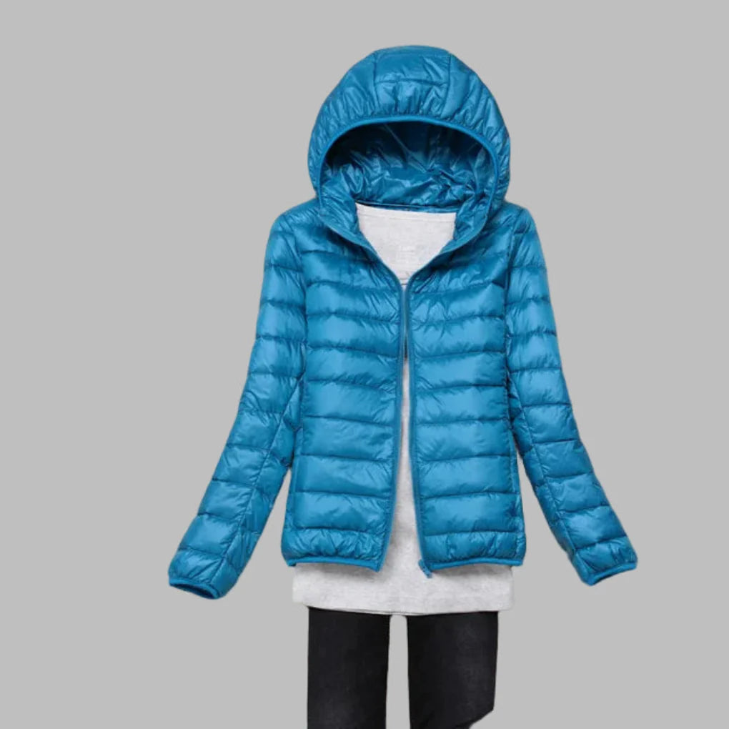 Doudoune ultra-légère et compacte avec capuche pour femme
