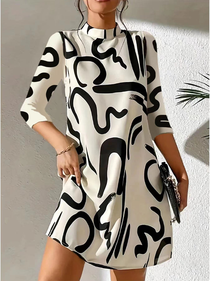 Robe Élégante à Manches Longues et Encolure Ronde