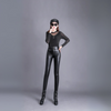 Pantalon élégant en cuir PU taille haute pour femme