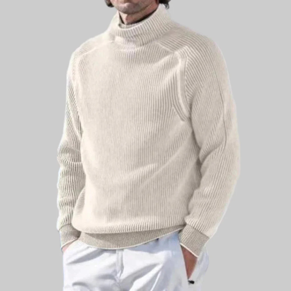 Pull col roulé homme élégant en tricot uni