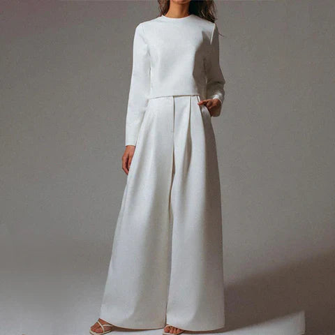 Ensemble Deux Pièces Élégant à Col Cranté pour Femme