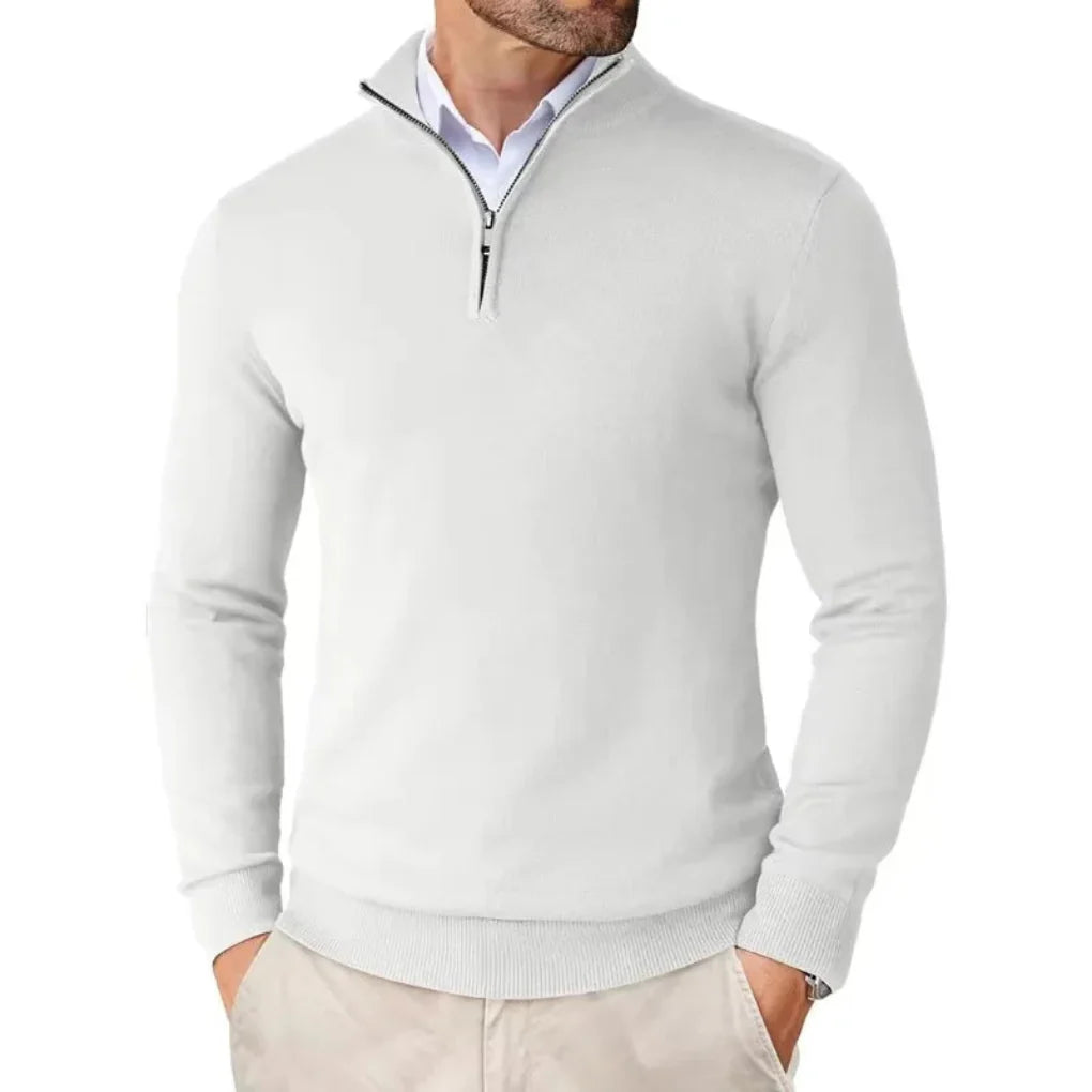 Pull en tricot de coton pour homme avec col zippé
