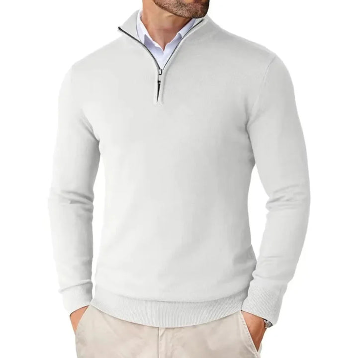 Pull en tricot de coton pour homme avec col zippé