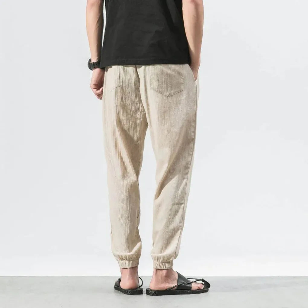 Pantalon confort en coton et lin pour homme – Léger et confortable au quotidien