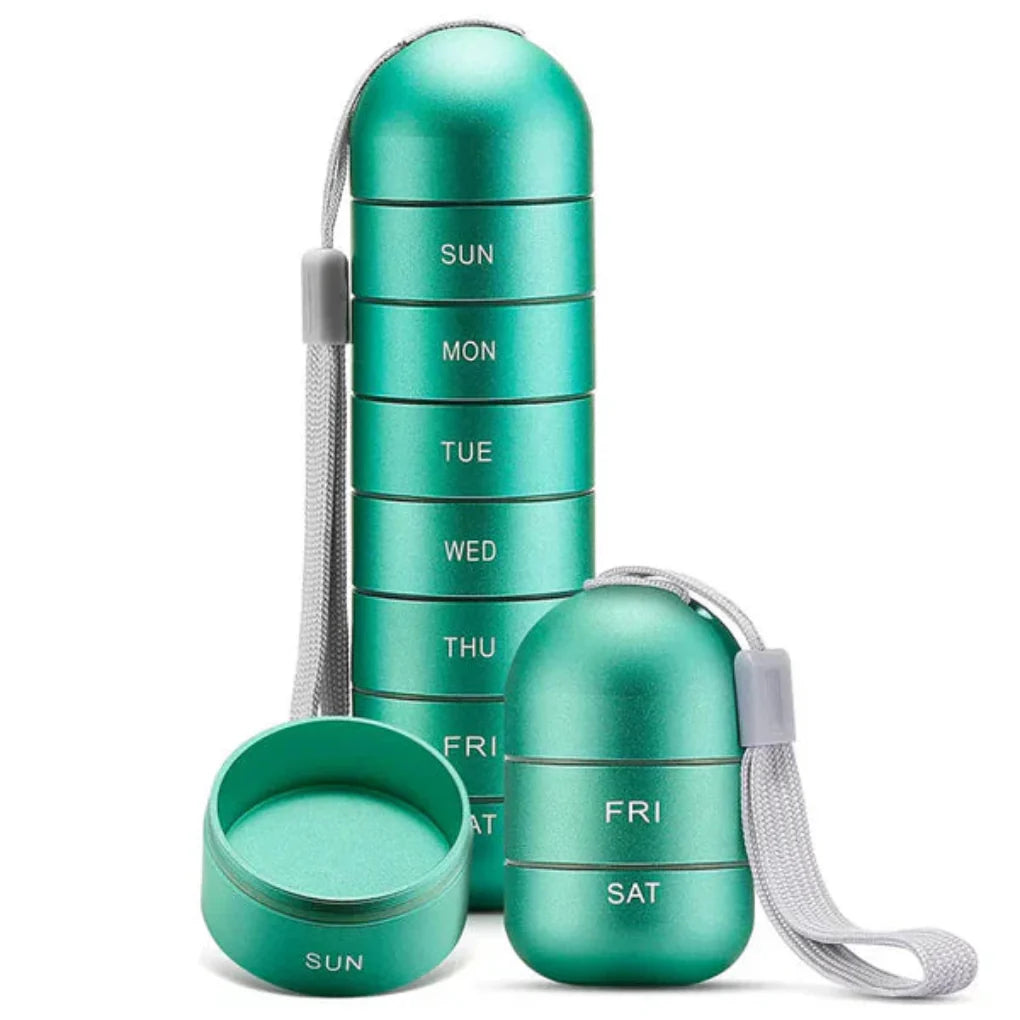 Pilulier portable en aluminium pour 7 jours