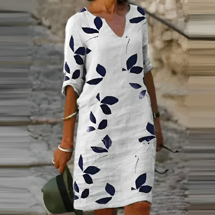 Robe d'Été à Imprimé Feuilles pour Femme