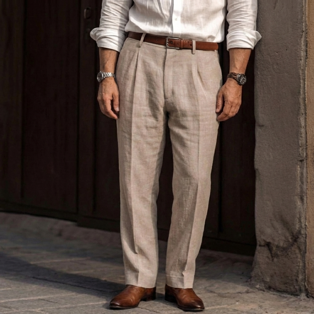 Pantalon taille haute style vintage pour homme