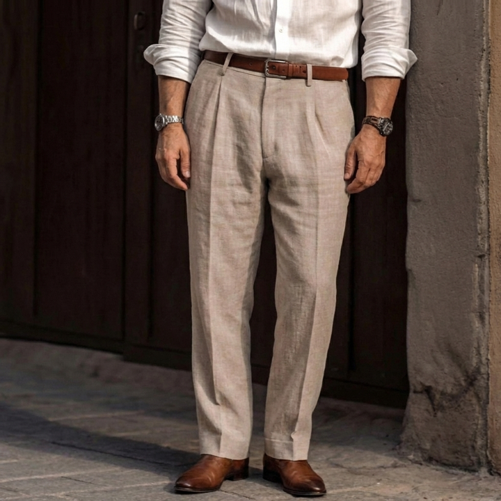 Pantalon taille haute style vintage pour homme