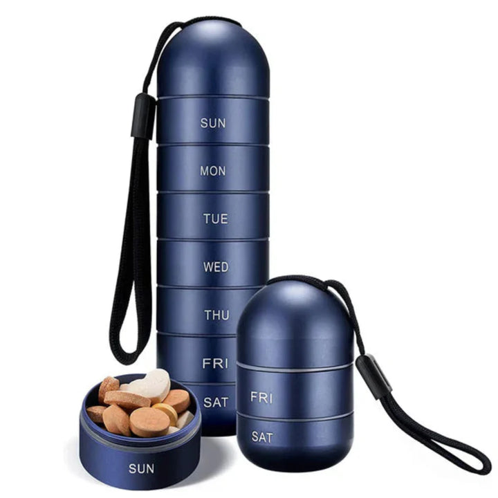 Pilulier portable en aluminium pour 7 jours