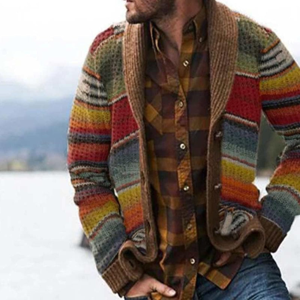 Cardigan rayé pour homme – Tricot décontracté
