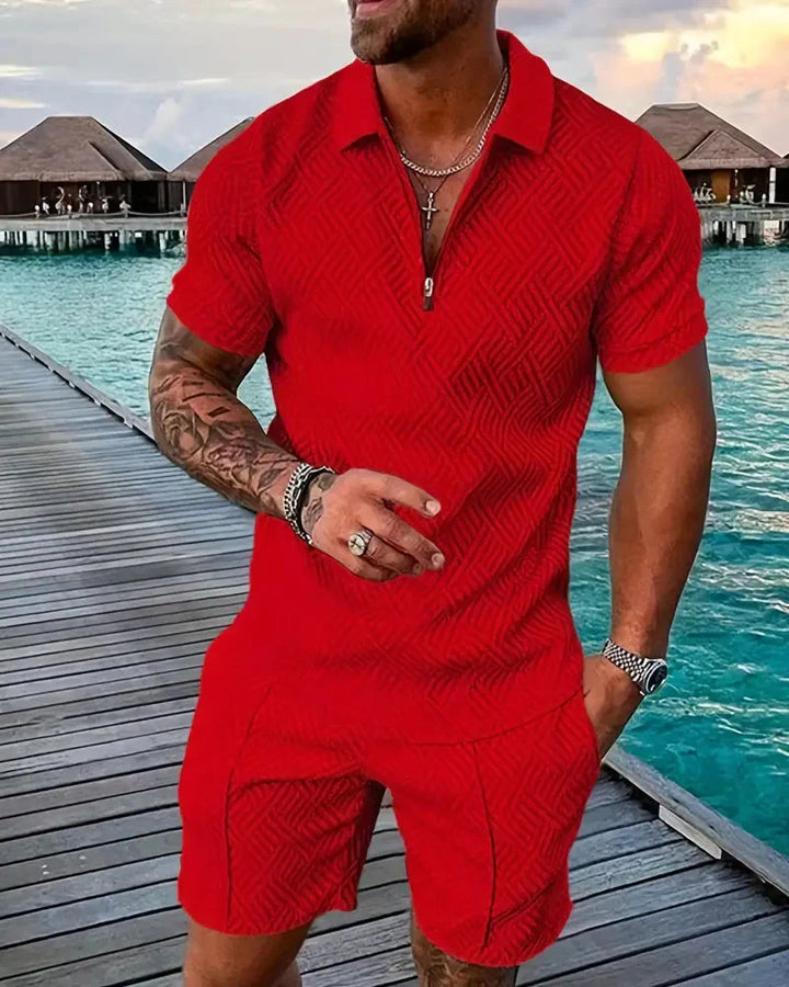 Tenue de survêtement d'été décontractée à col zippé