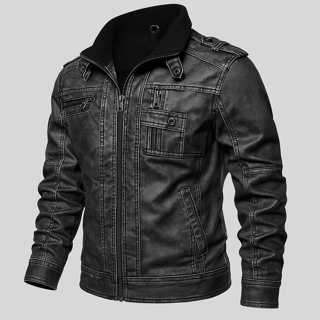 Veste de moto en cuir haut de gamme pour homme