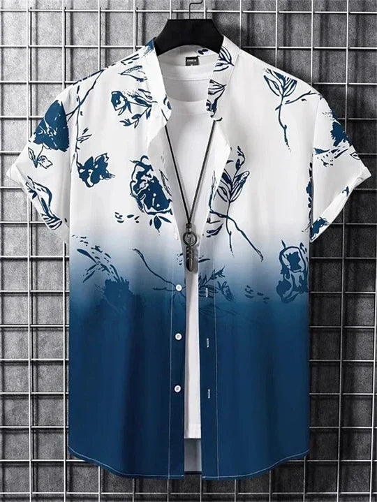 Chemise hawaïenne à imprimé floral 3D