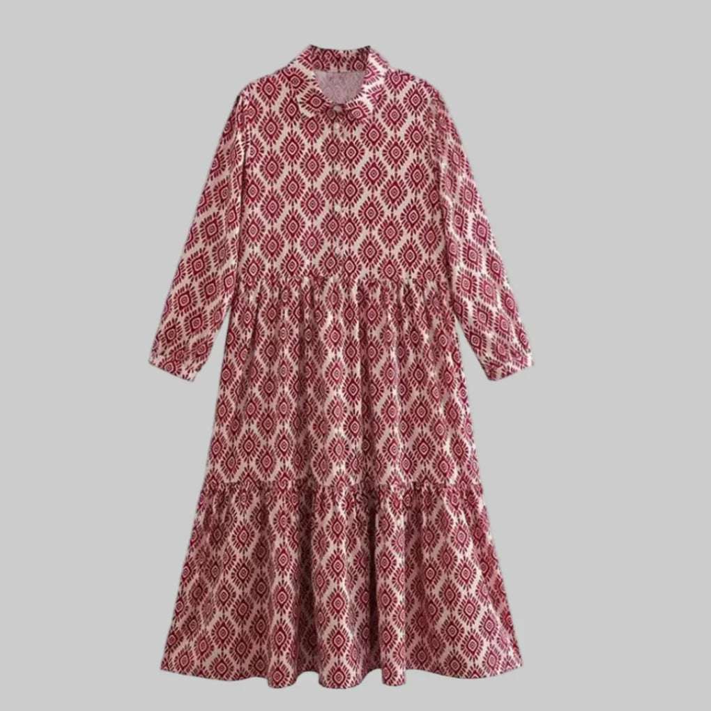 Robe géométrique à manches longues pour femme