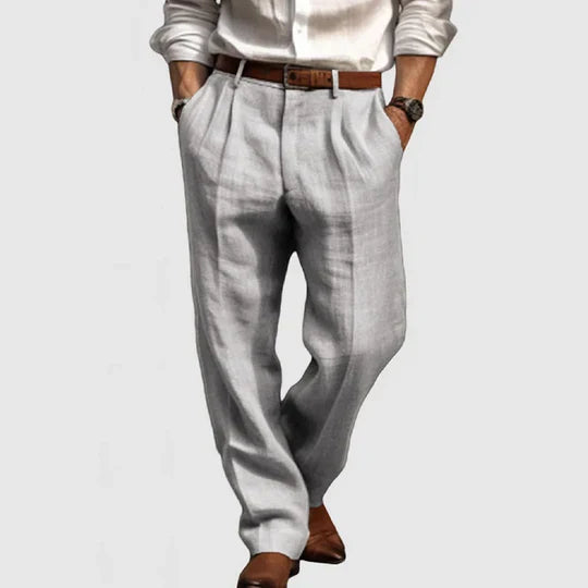Pantalon décontracté en coton et lin pour homme