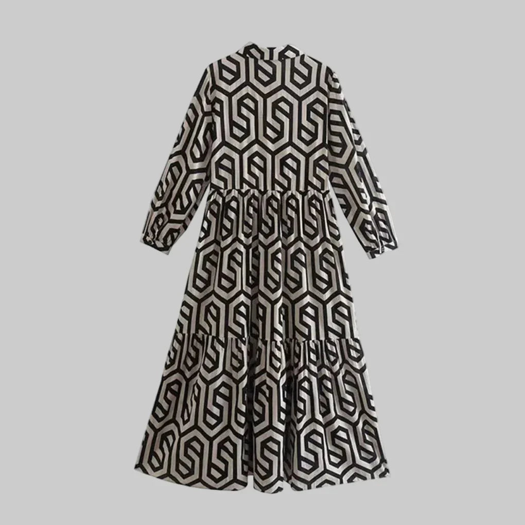 Robe géométrique à manches longues pour femme