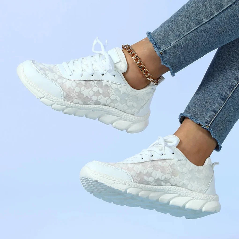 Baskets respirantes à lacets et motif étoile pour femme